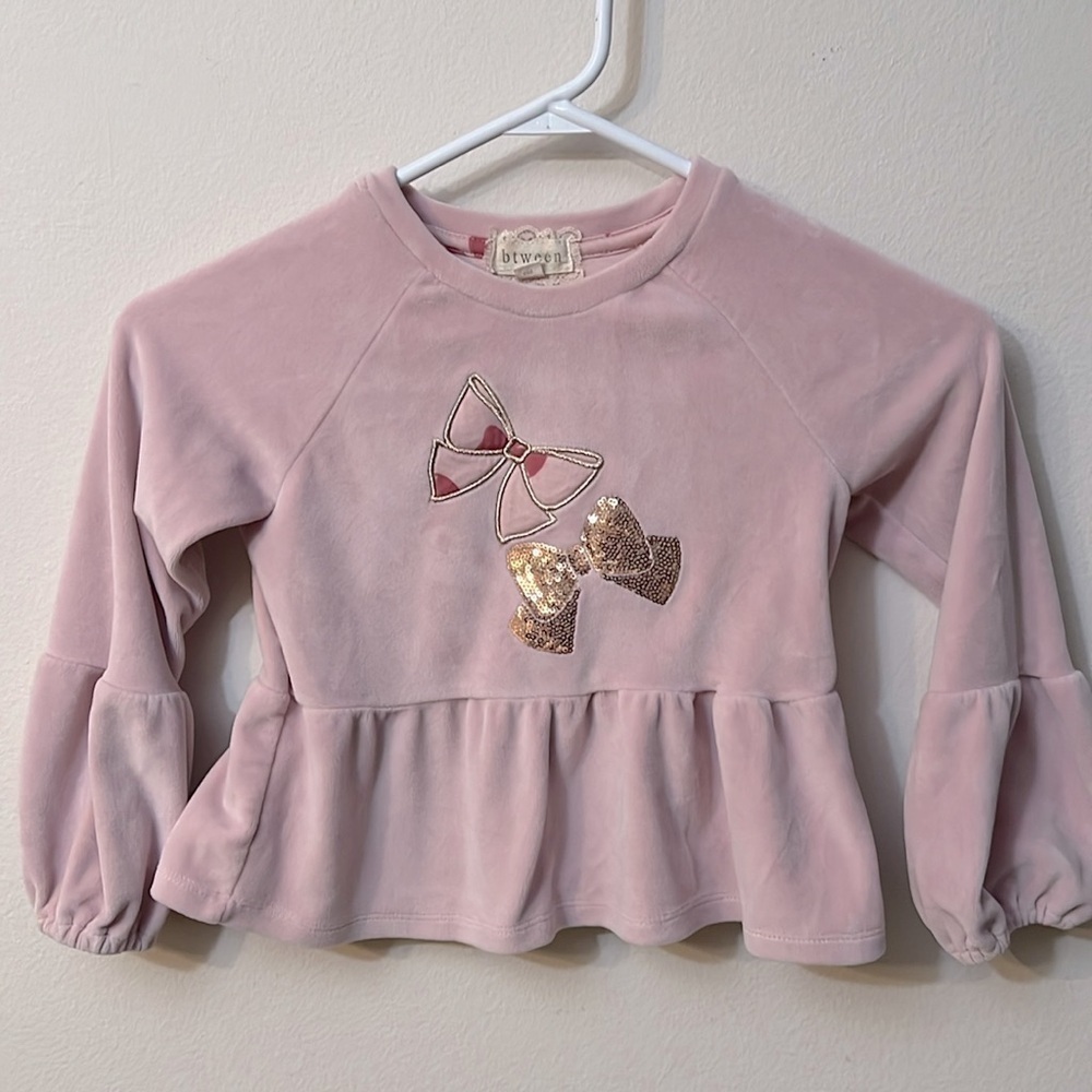 Between pink long sleeve top size 4 velour